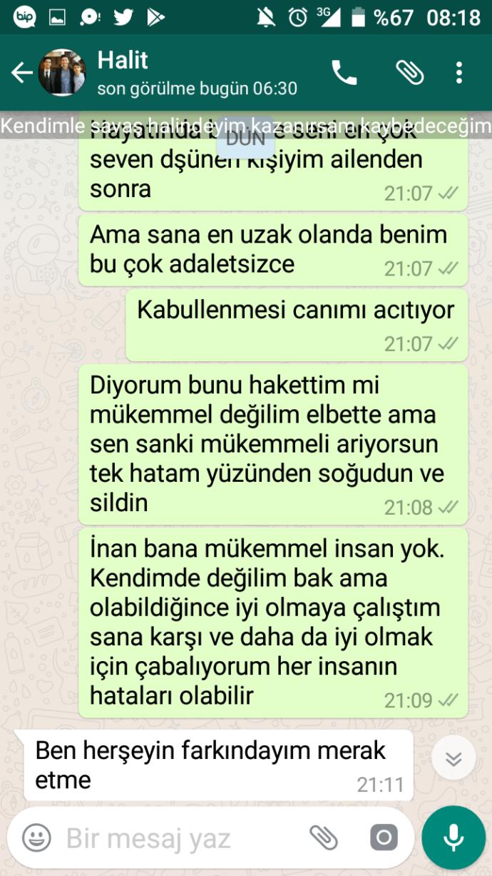 Wp ss lerine bakar mısınız? Sizce tekrar birlikte olabilir miyiz?
