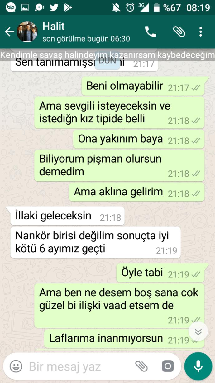 Wp ss lerine bakar mısınız? Sizce tekrar birlikte olabilir miyiz?