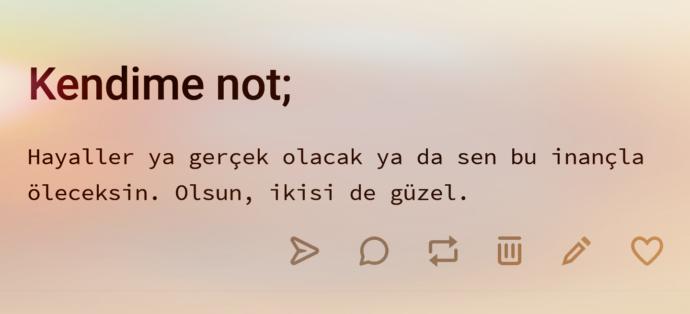 Kendinize bir not bırakacak olsanız bu ne olurdu?