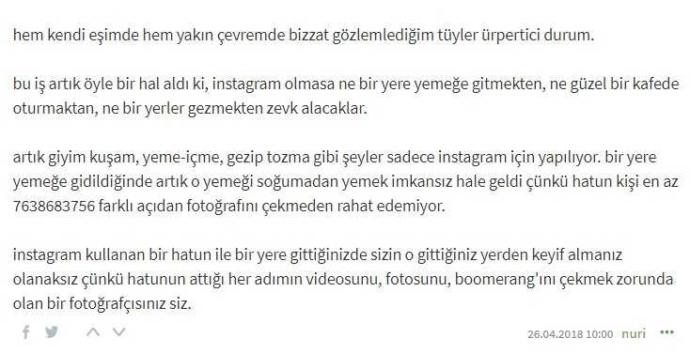 Kadınların artık instagram için yaşamaları?