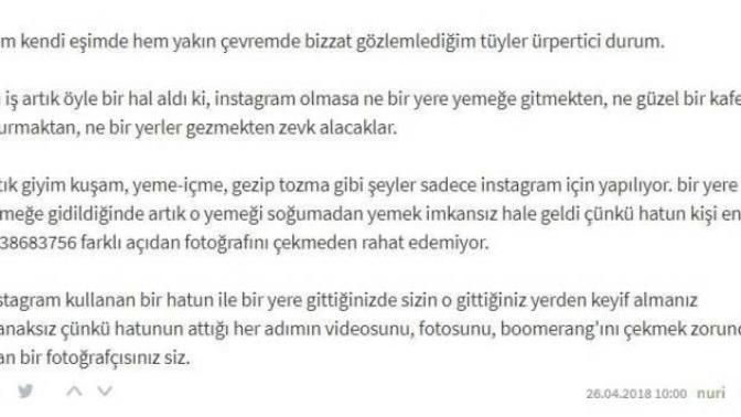 Kadınların artık instagram için yaşamaları?