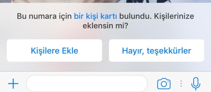 Whatsapp’ta “bu kişi için bir kişi kartı bulundu” uyarısı?