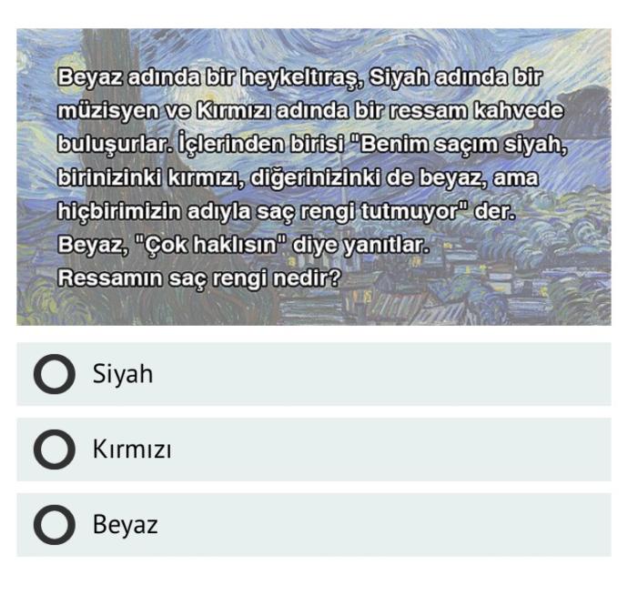 Zekasına güvenen gelsin. Ressamın saç rengi nedir? 🤨?