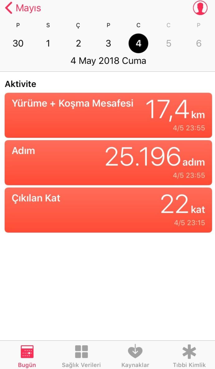 Günde ortalama kaç km yürüyorsunuz?