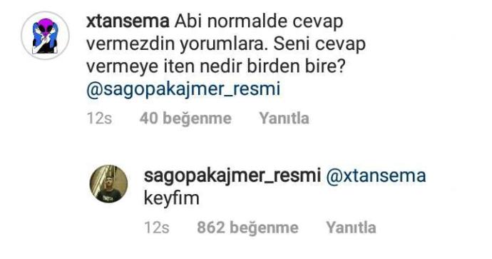 Dün Sagopa Kajmer instagramda soruları cevapladı gördünüz mü?