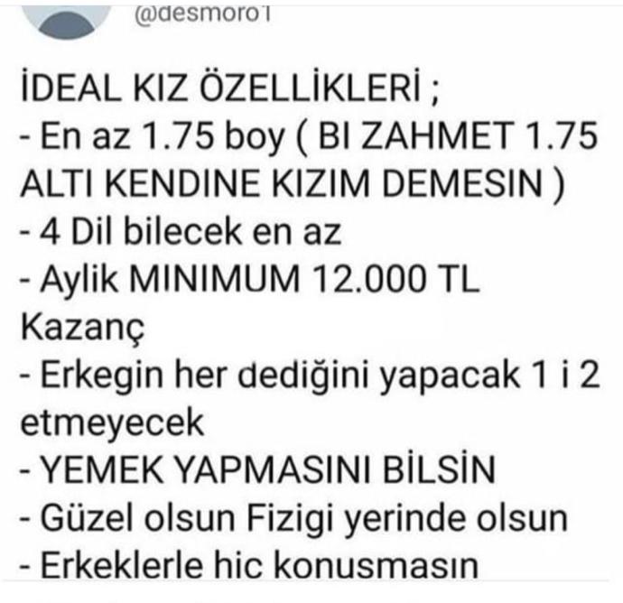 İdeal kız özellikleri, tweet olarak paylaşıldı! İdeal kızın özellikleri arasında, hangi maddeler olmalı?