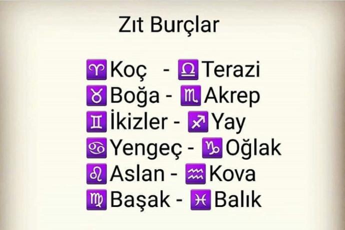 Sizin zıt burcunuz nedir?