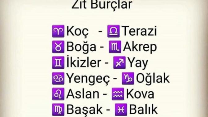 Sizin zıt burcunuz nedir?