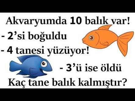 Sizce Akvaryumda kaç balık kalmıştır?