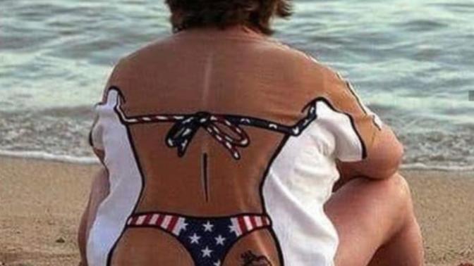 Plajda dikkatinizi çeken ve bikini giyen kadının, aslında T-shirt giydiğini fark edince, tepkiniz ne olurdu?