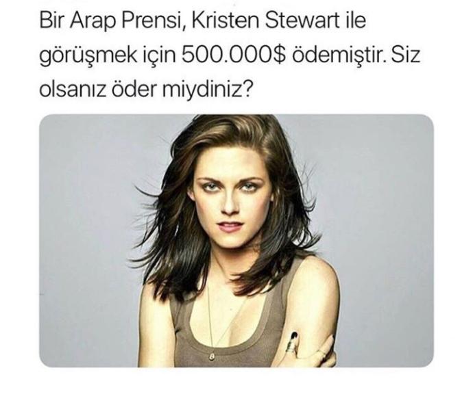 Bir Arap Prensi , Kristen Stewart ile görüşmek için 500.000$ ödemiştir. Siz olsaydınız öder miydiniz?