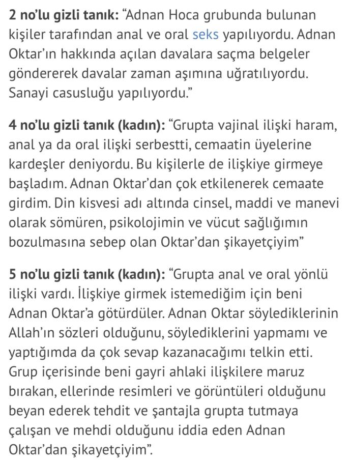 Adnan Oktar'ın cemaatinden tanıklar konuştu; vajinal ilişki haram ancak anal ve oral seks sevap ne düşünüyorsunuz?