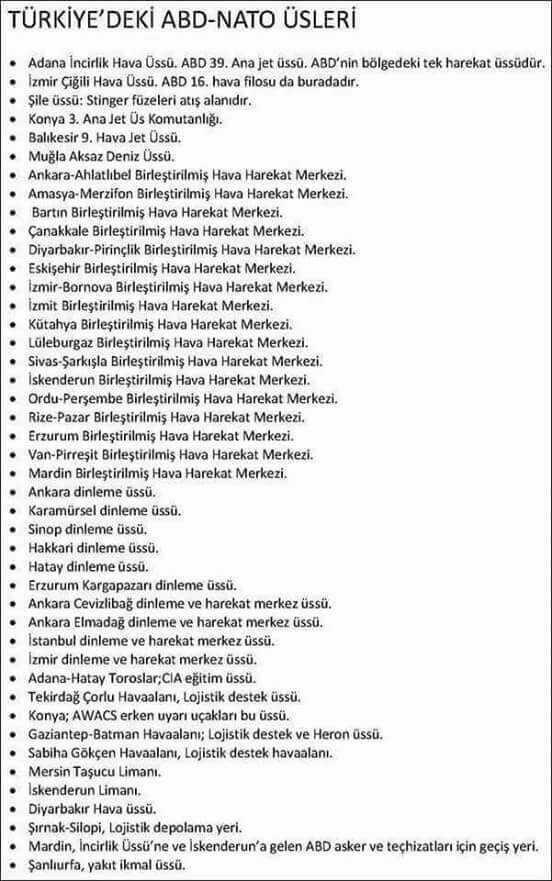 Türkiye deki ABD üsleri hakkında ne düşünüyorsunuz?