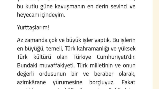 Atatürk'ün 10. Yıl Nutku?