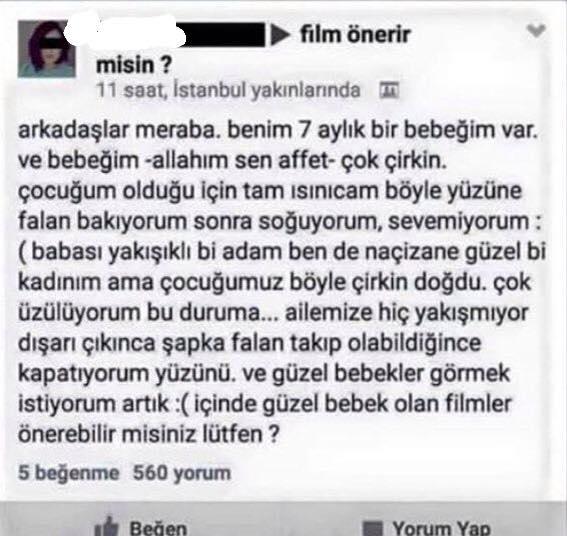 Bebeğiniz çirkin olsa sevmez misiniz?