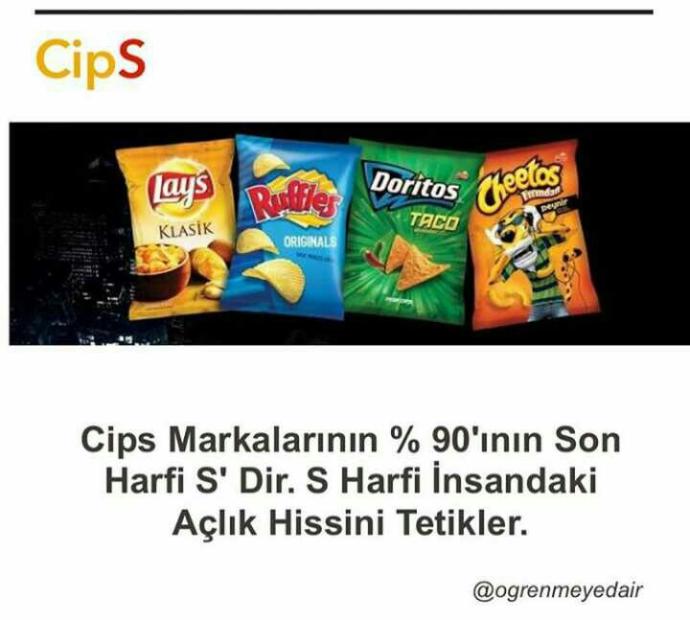 Cips markalarının son harfi neden S harfi ile bitiyor?